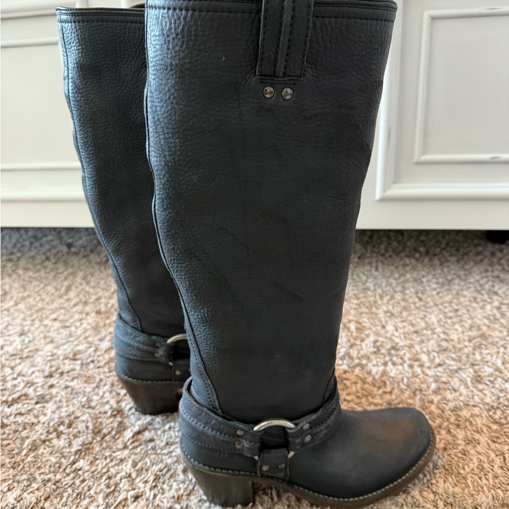 Frye Carmen Harness Tall Black Boots